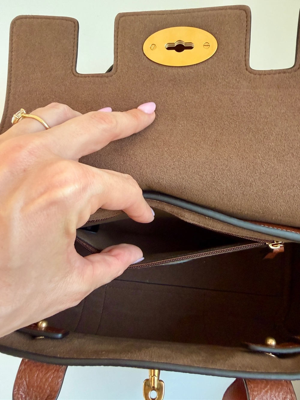 Mulberry Classic Oak Brown NVT Leather Small Bayswater Satchel Crossbody Bag - Picture 14 of 15